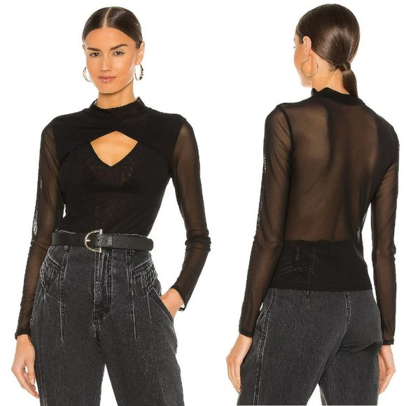 NWT New 525 Mockneck Keyhole Black Top Size S - Picture 1 of 9